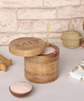 wooden salt container with spoon