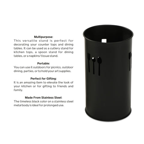Dudki Stainless Steel Cutlery Holder (Black)