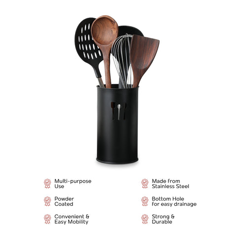 Dudki Stainless Steel Cutlery Holder (Black)