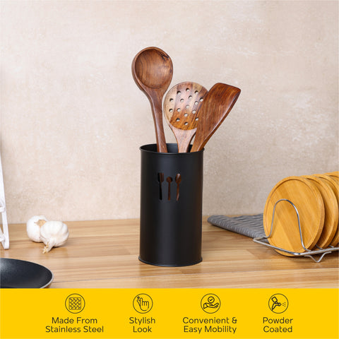 Dudki Stainless Steel Cutlery Holder (Black)