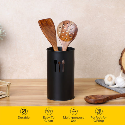 Dudki Stainless Steel Cutlery Holder (Black)